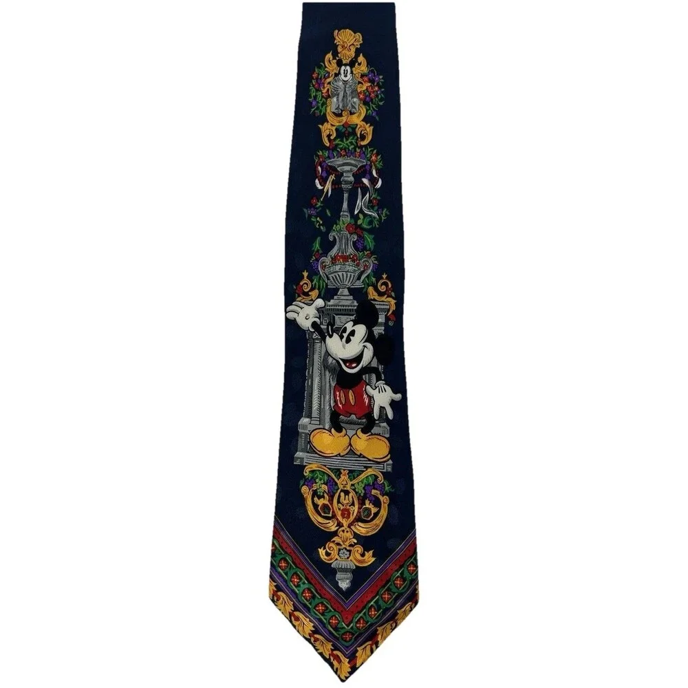 Vintage Disney Store Mickey Mouse 100% Silk Colorful Neck Tie ‎ 57.75
